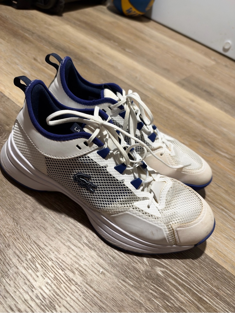 Lacoste Men's White & Navy tennis Sneakers
